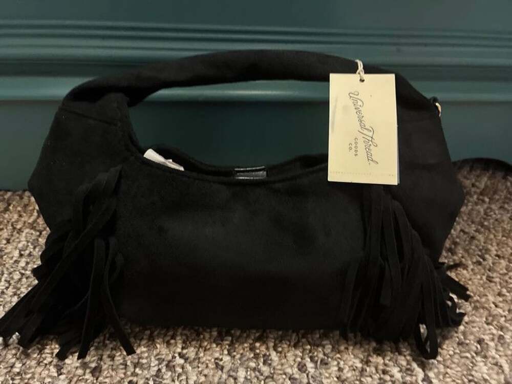 Women’s small bag universal thread black fringe faux suede purse